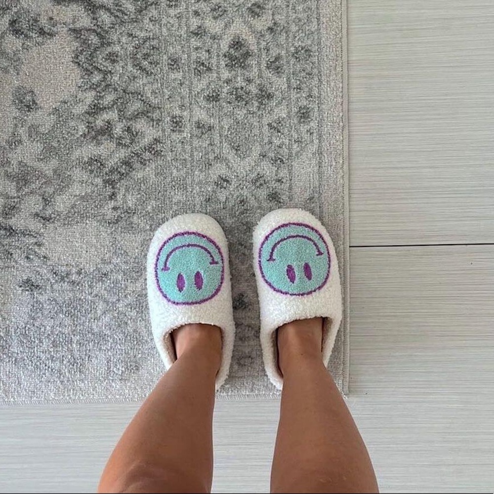 Smiley Slippers - Aqua